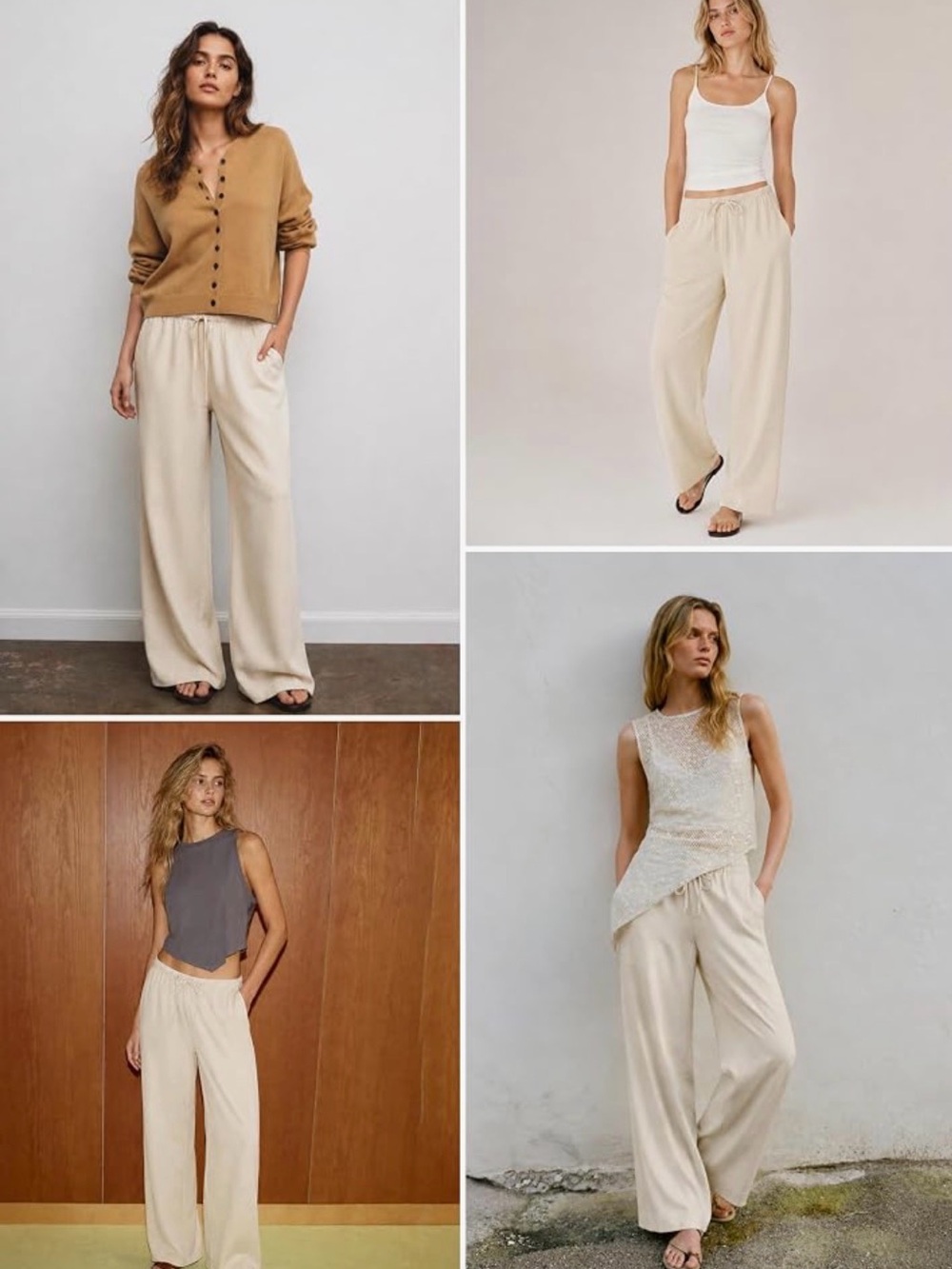Women's High-Waist Wide Leg Pull-On Pants in Beige - Picture 7 of 8